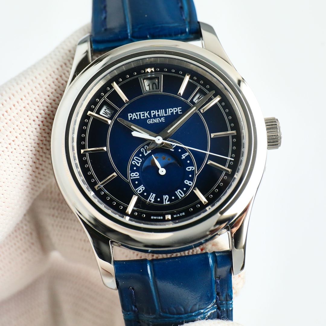 Blue Opaline Dial Annual Calendar Moon Phase | White Gold Luxury Watch