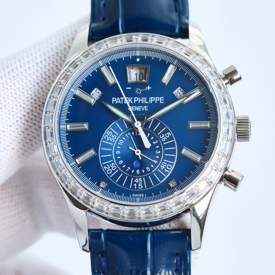 5960 Blue Dial Super Clone | White Gold Diamond Bezel