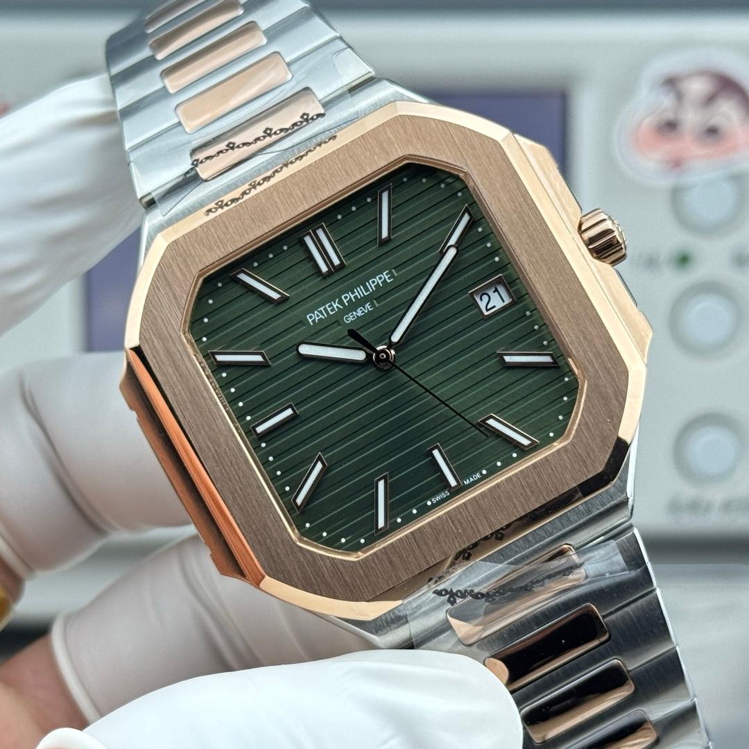 Square Nautilus-inspired 5821 Olive Green Dial & Rose Gold Case Super Clone