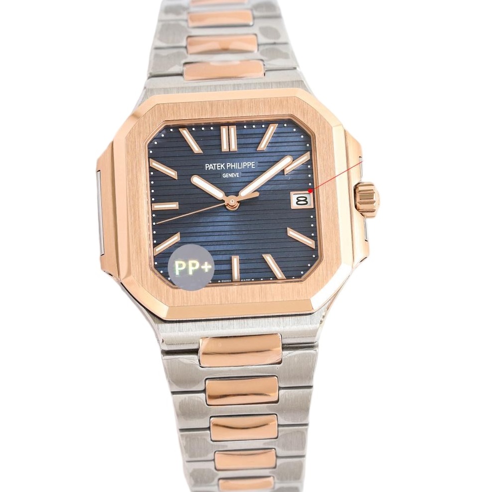 Square Nautilus-inspired 7128 Navy Sunburst Two-Tone Super Clone