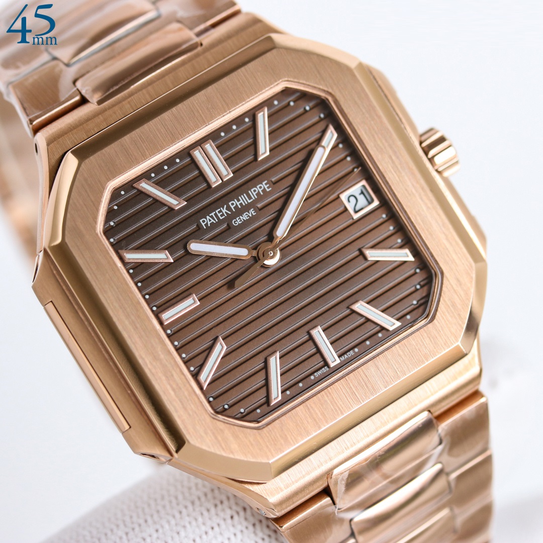 Square Nautilus-inspired 5821 Dark Brown Sunburst Full Rose Gold Super Clone