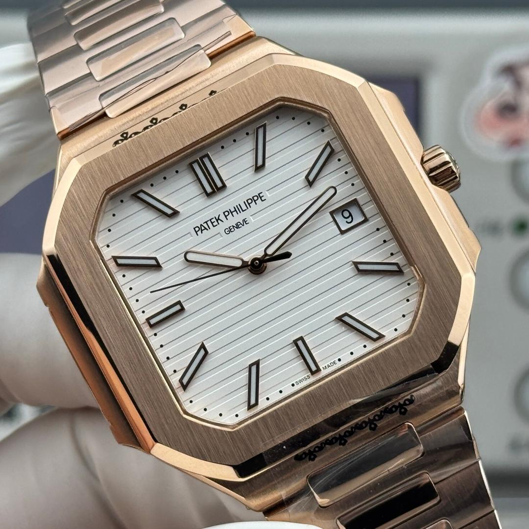 Square Nautilus-inspired 5821 White Dial Rose Gold Super Clone