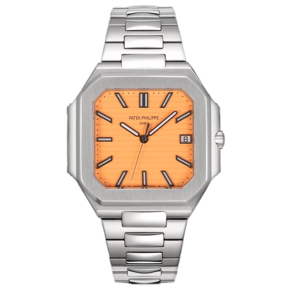 Square Nautilus-inspired 5821 Orange Sunburst Full Steel Super Clone