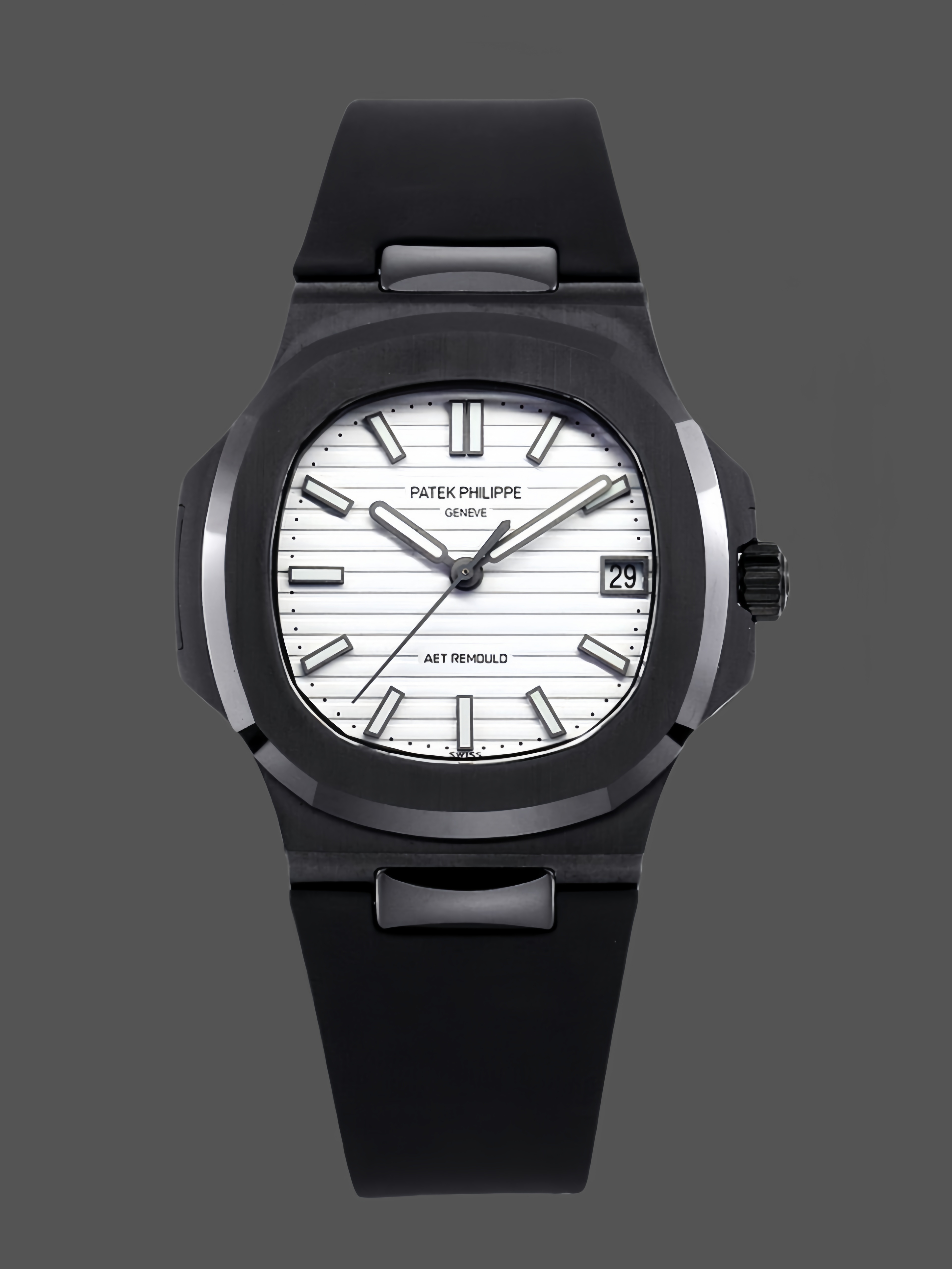 Nautilus 5711 40 Super Clone Black Fiber Case White Index Dial Unisex Watch