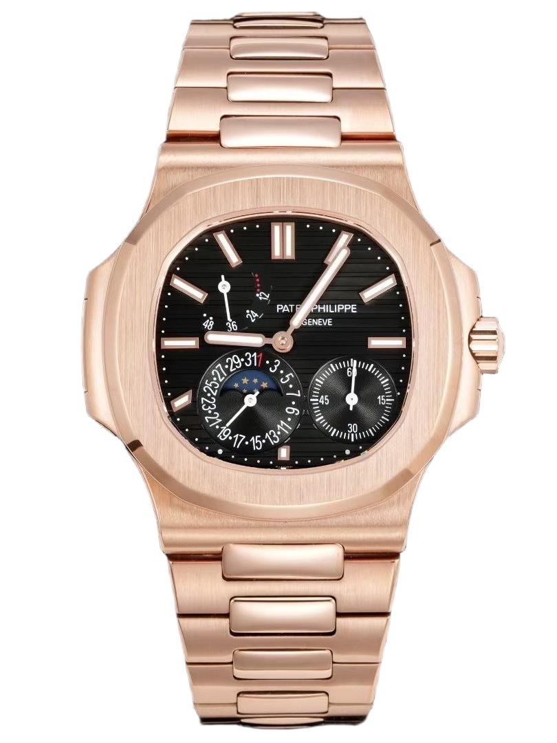 5712 Super Clone Watch in Full Rose Gold with Black Dial