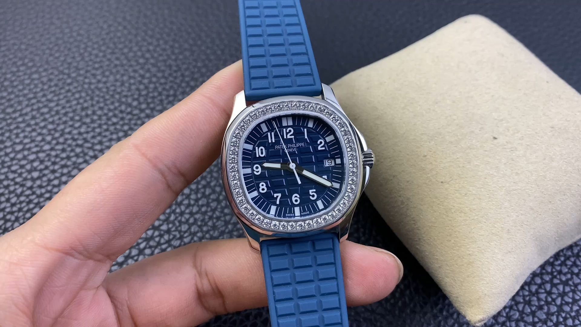5067A‑022 Super Clone 36MM Blue Dial Diamond Bezel Ladies Watch
