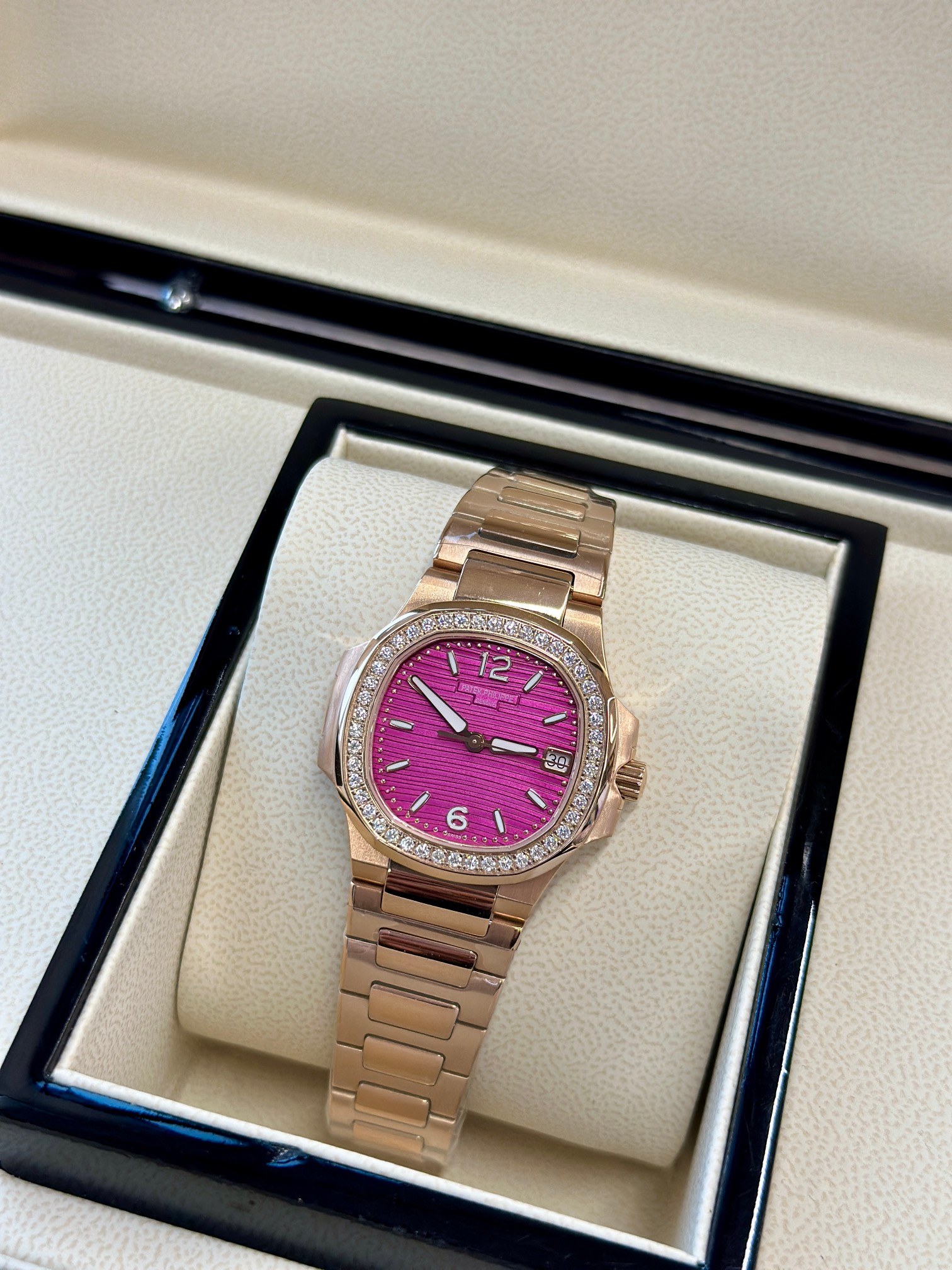 Calatrava 7010 1R 013 Super Clone Rose Gold Purple Dial Ladies Watch