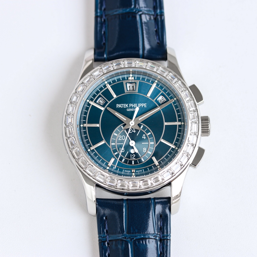 5960/1G-001 Super Clone | White Gold Diamond Bezel Blue Dial