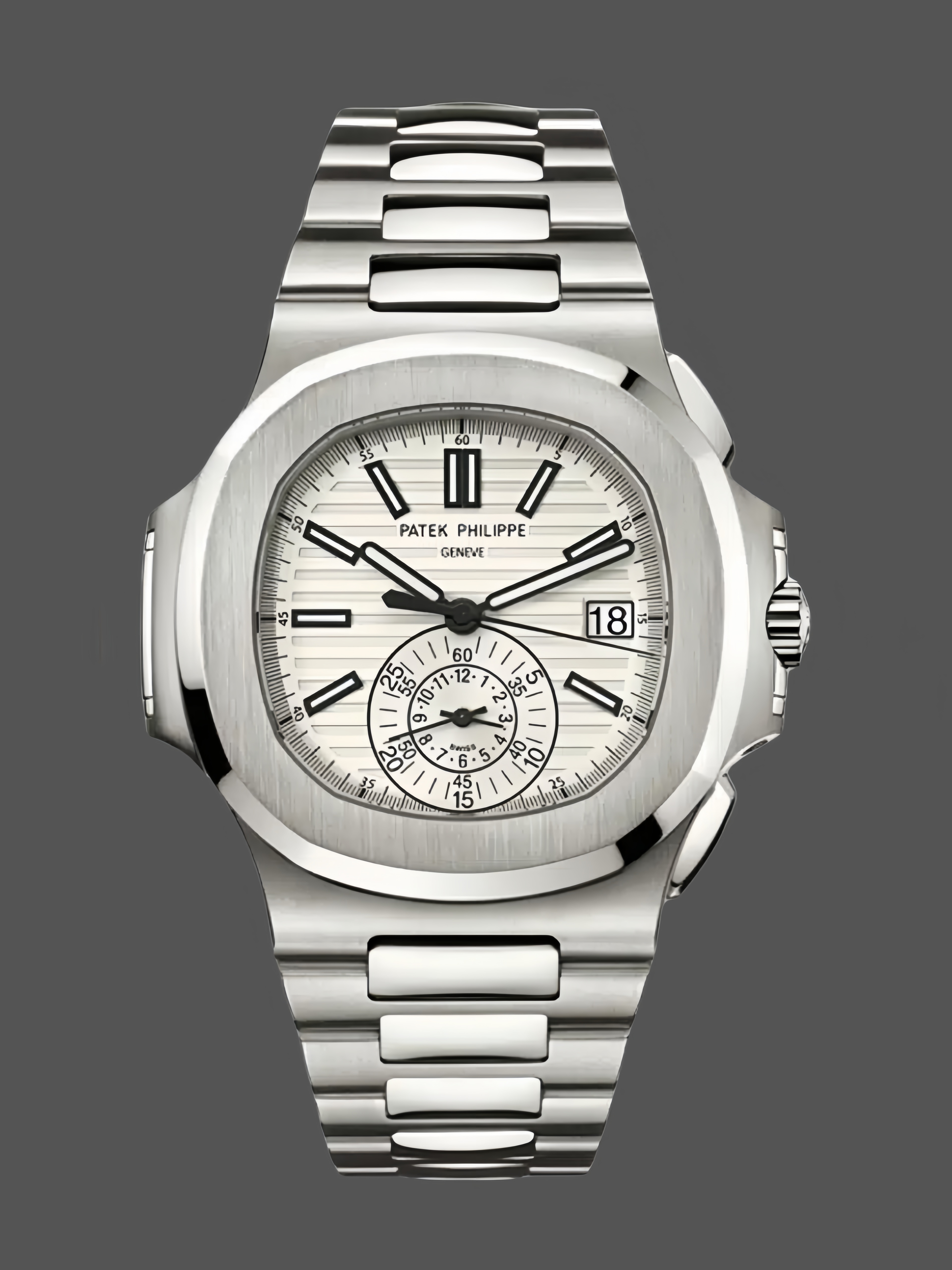 5980 1A 019 Super Clone Silver White Dial Mens Sports Watch