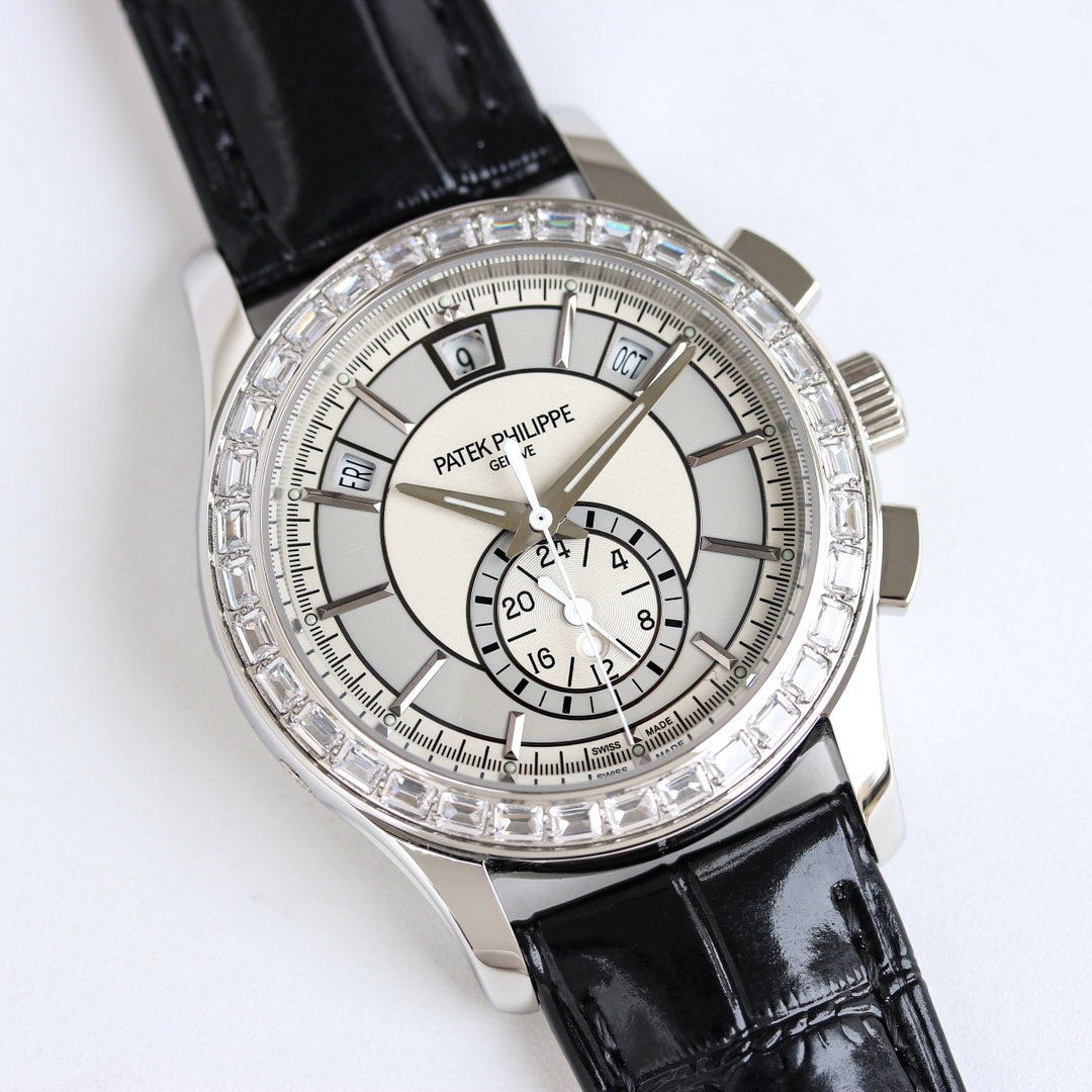 5960/1G-010 Super Clone | White Gold Diamond Bezel Silver Dial