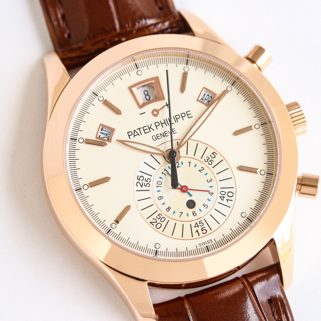 Ivory Opaline Dial Chronograph Annual Calendar | 18K Rose Gold Vintage Elegance