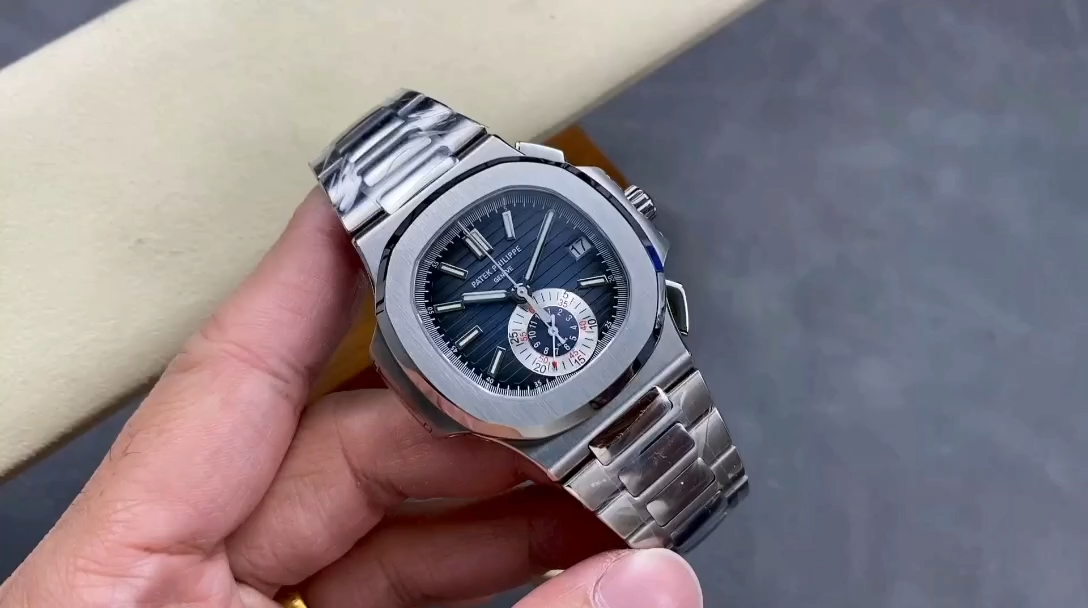 5980 1A 001 Super Clone Silver Blue Dial Mens Sports Watch