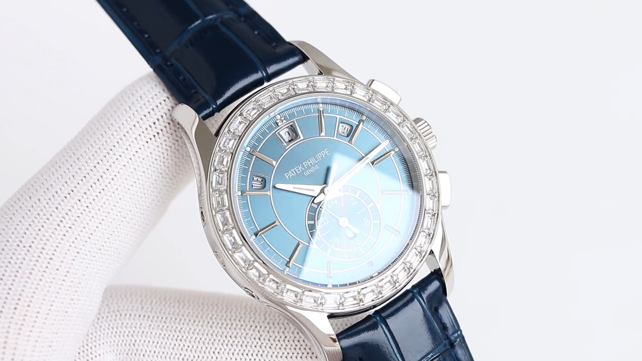 5960/1G-001 Super Clone | White Gold Diamond Bezel Blue Dial