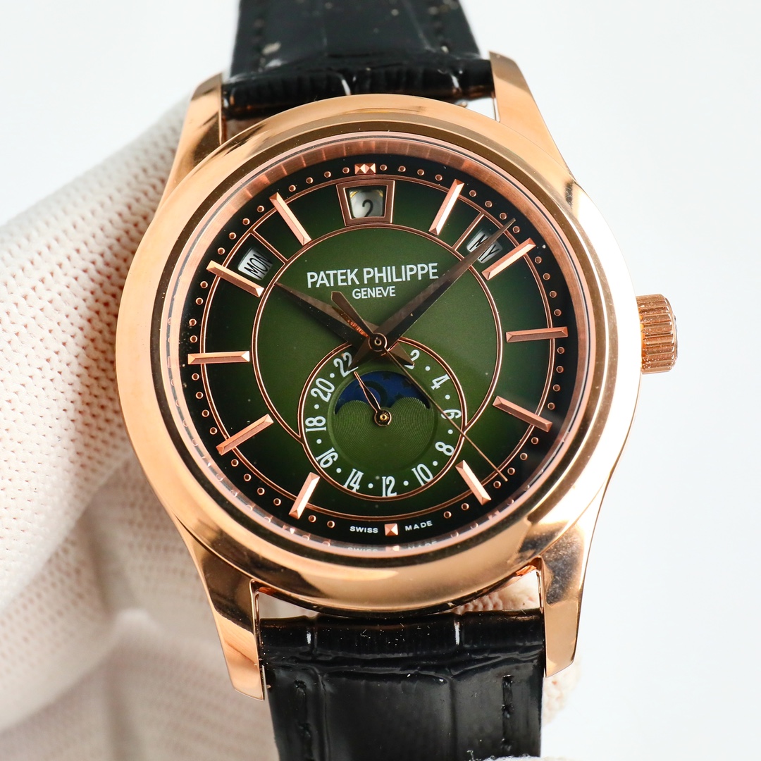 Green Opaline Dial Annual Calendar Moon Phase | Rose Gold Luxury Watch