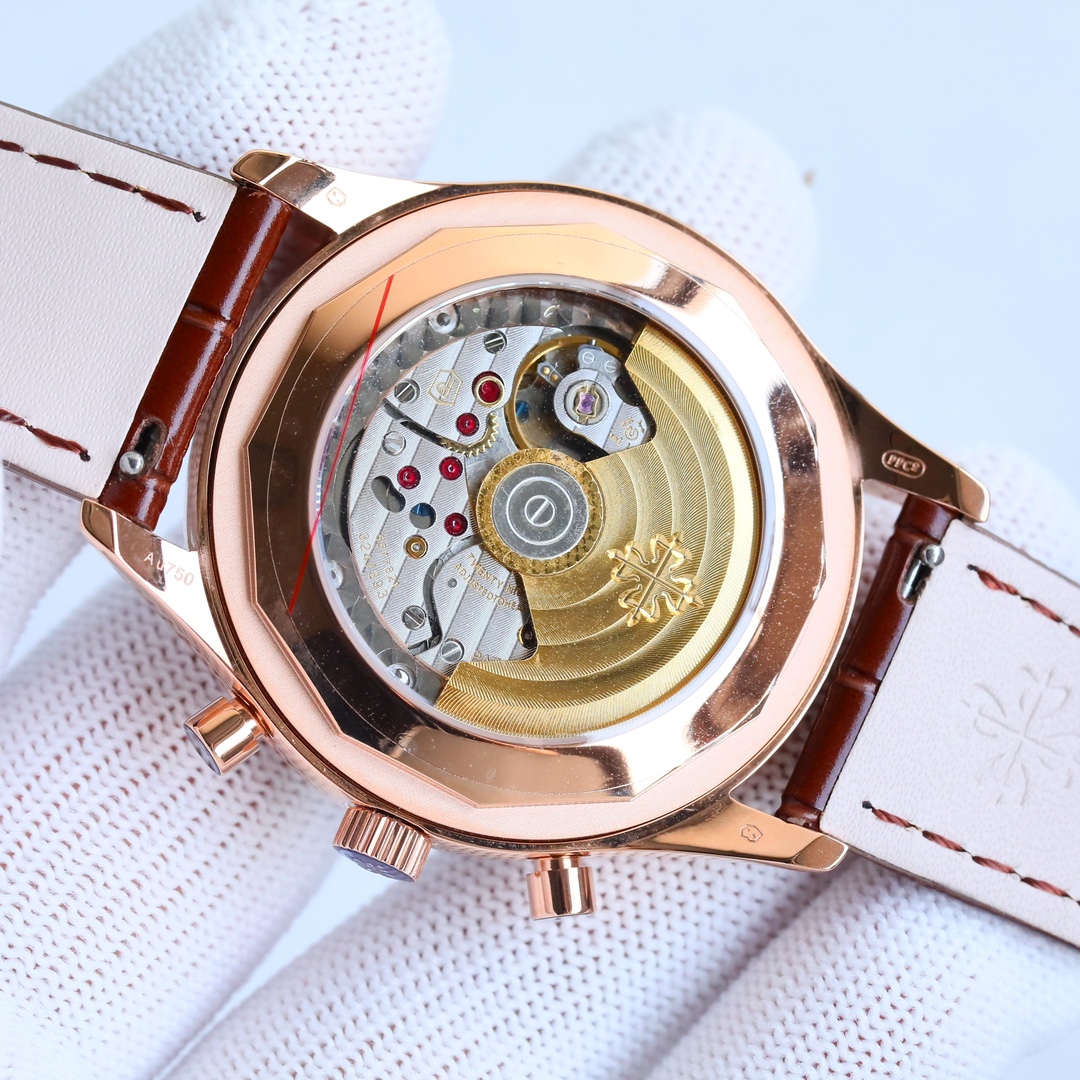 Rose Gold Annual Calendar Moon Phase Watch with Black Opaline Dial | 5205R-010