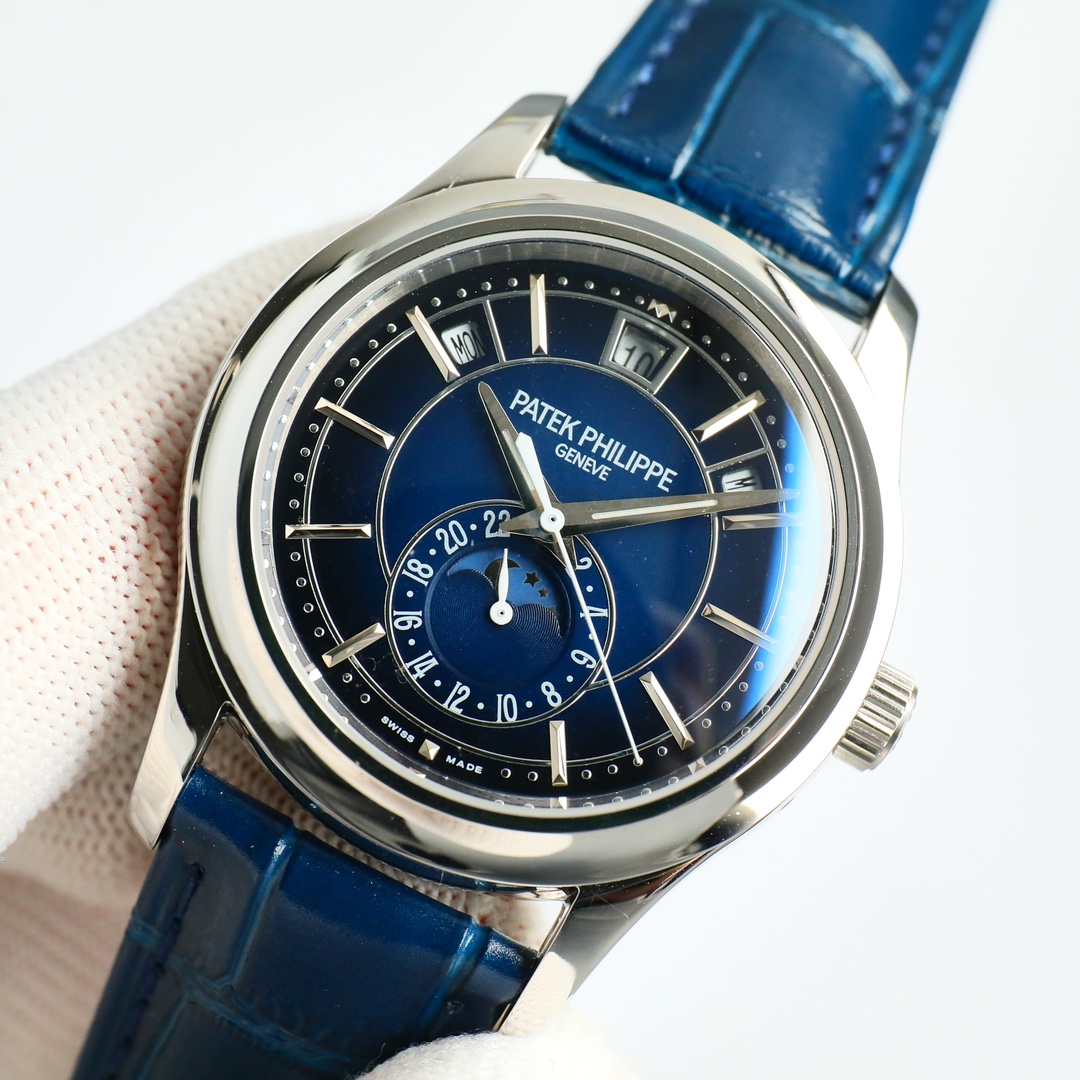 Blue Opaline Dial Annual Calendar Moon Phase | White Gold Luxury Watch