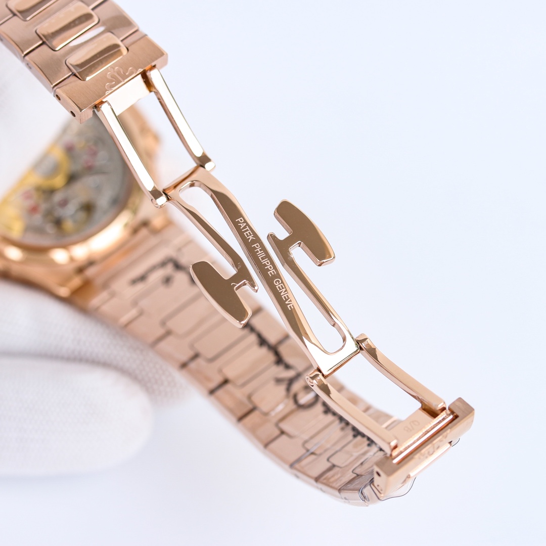 Diamond Bezel Rose Gold Ladies Watch with Silvery Striped Dial | Nautilus-Inspired Radiant Elegance
