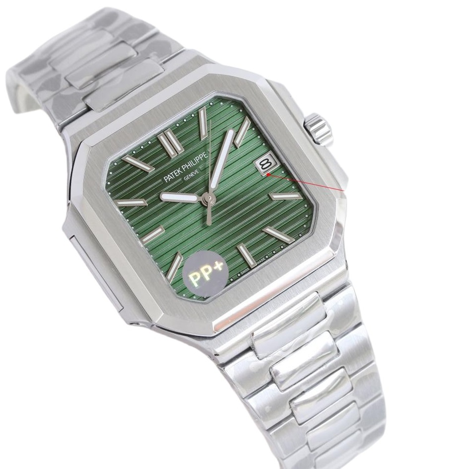 Square Nautilus-inspired 7128 Olive Sunburst Steel Super Clone