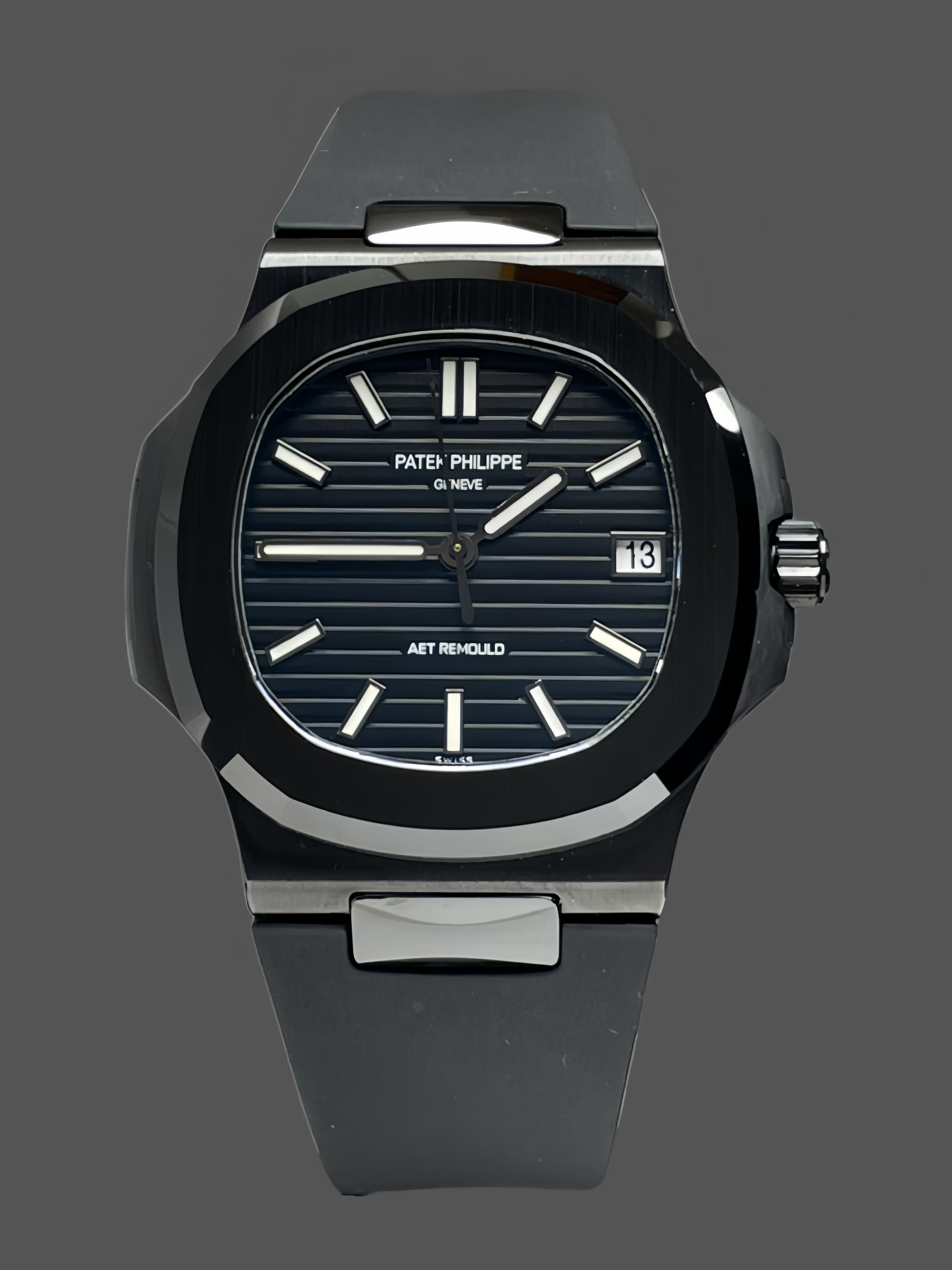 Nautilus 5711 40 Super Clone Black Fiber Case Black Index Dial Mens Watch