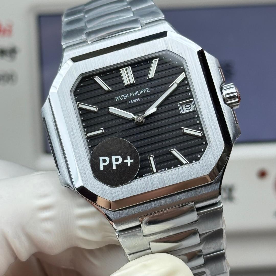 Square Nautilus-inspired 5821 Black Sunburst Full Steel Super Clone