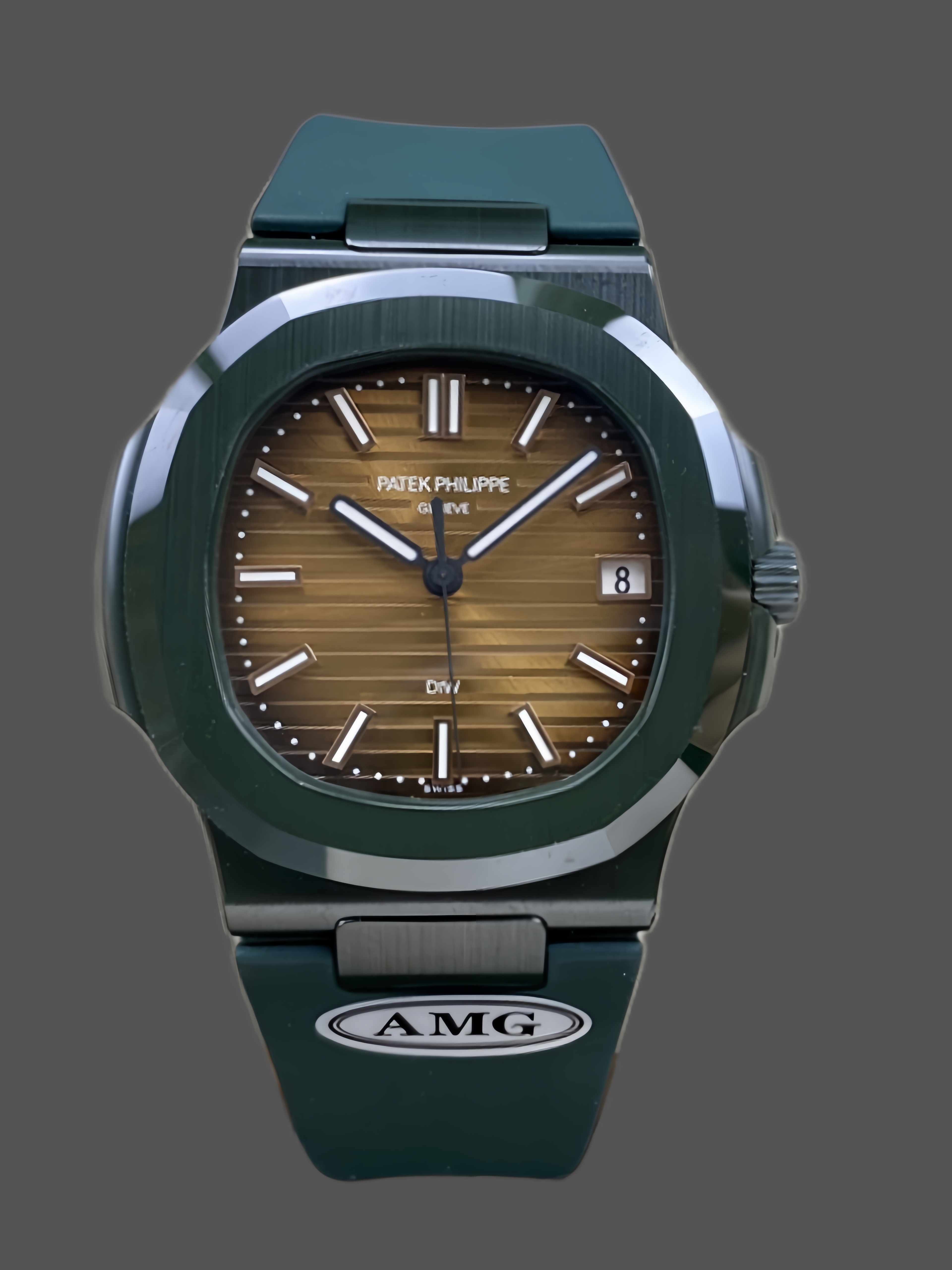 Nautilus 5711 40 Super Clone Fiber Case Brown Index Dial Unisex Mens Watch
