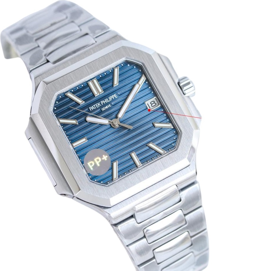 Square Nautilus-inspired 7128 Navy Sunburst Steel Super Clone