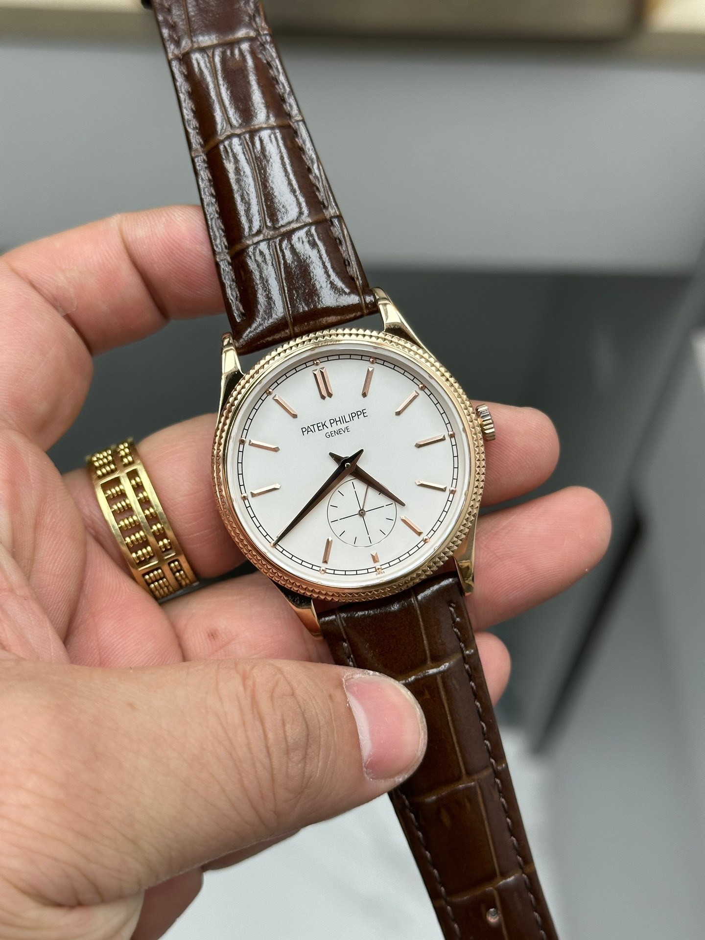 Calatrava 6119R 001 Super Clone White Gold White Dial Unisex Watch