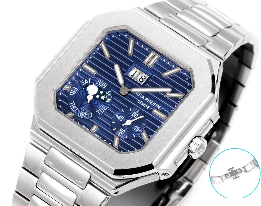 Square Nautilus-inspired 5822 Navy Blue Sunburst Annual Calendar Super Clone