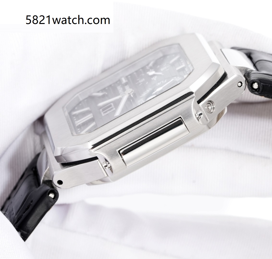 Square Nautilus-inspired 5822 Dark Gray Sunburst Annual Calendar Steel Leather Strap Super Clone