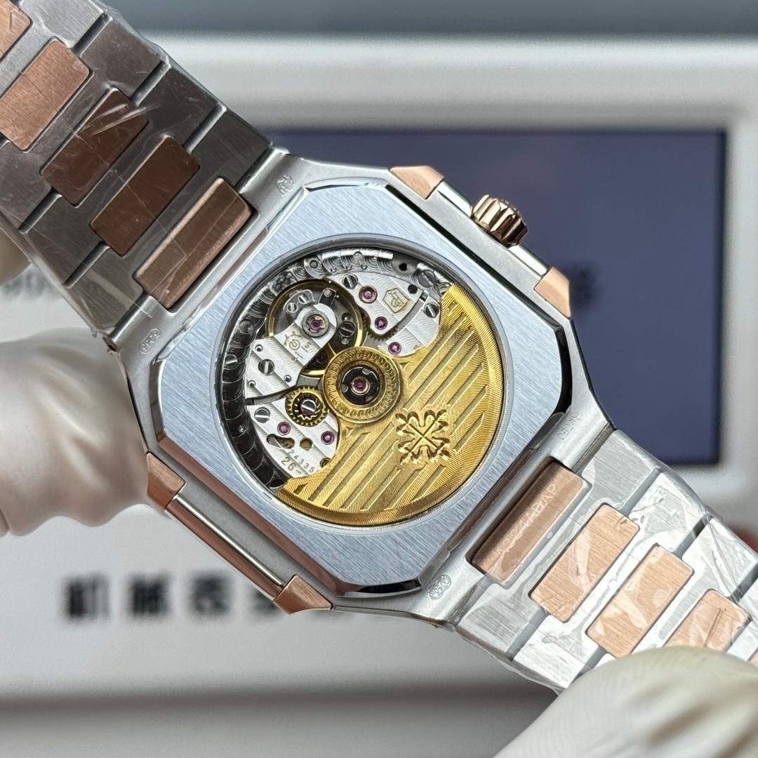 Square Nautilus-inspired 5821 Brown Sunburst Two-Tone Rose Gold Super Clone
