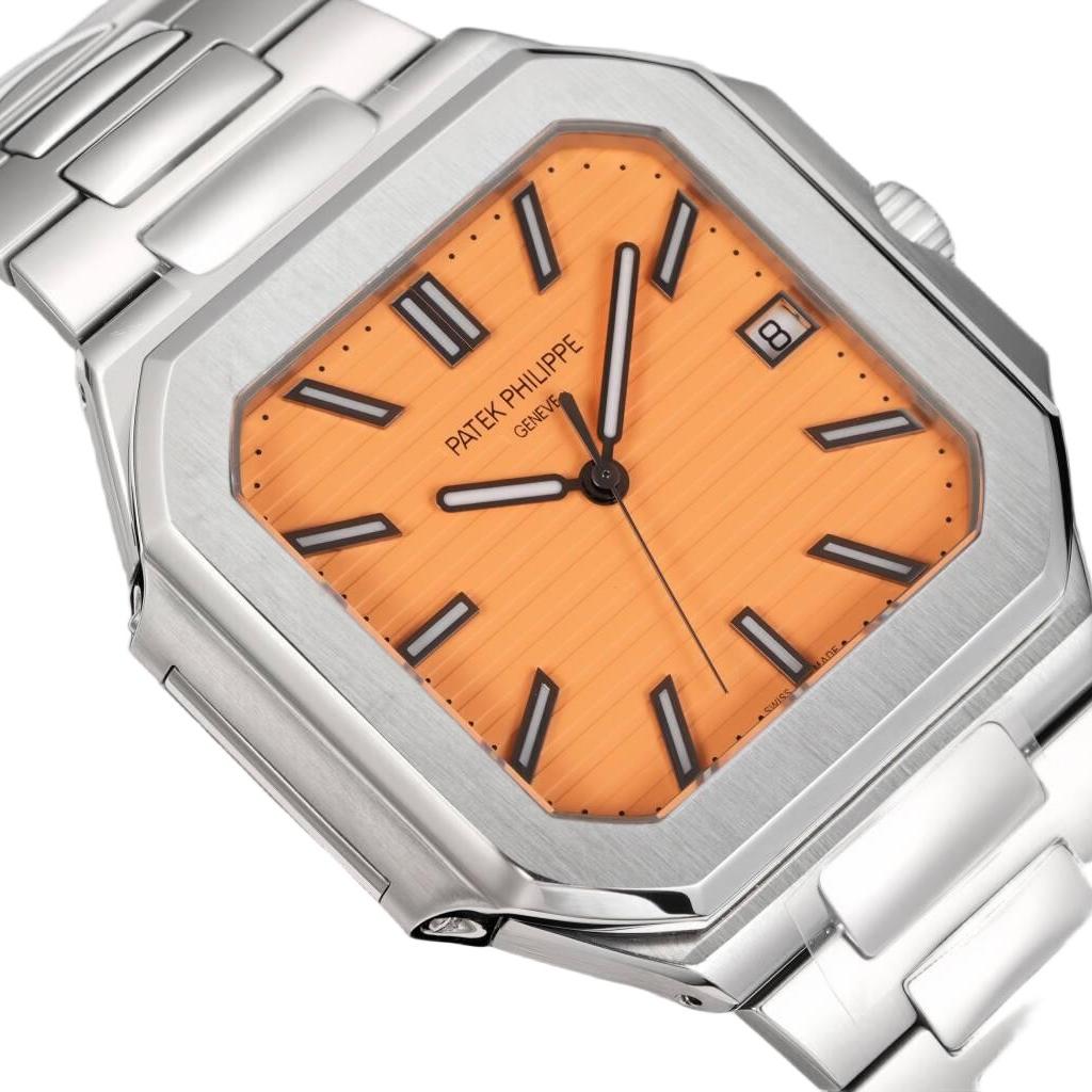 Square Nautilus-inspired 5821 Orange Sunburst Full Steel Super Clone