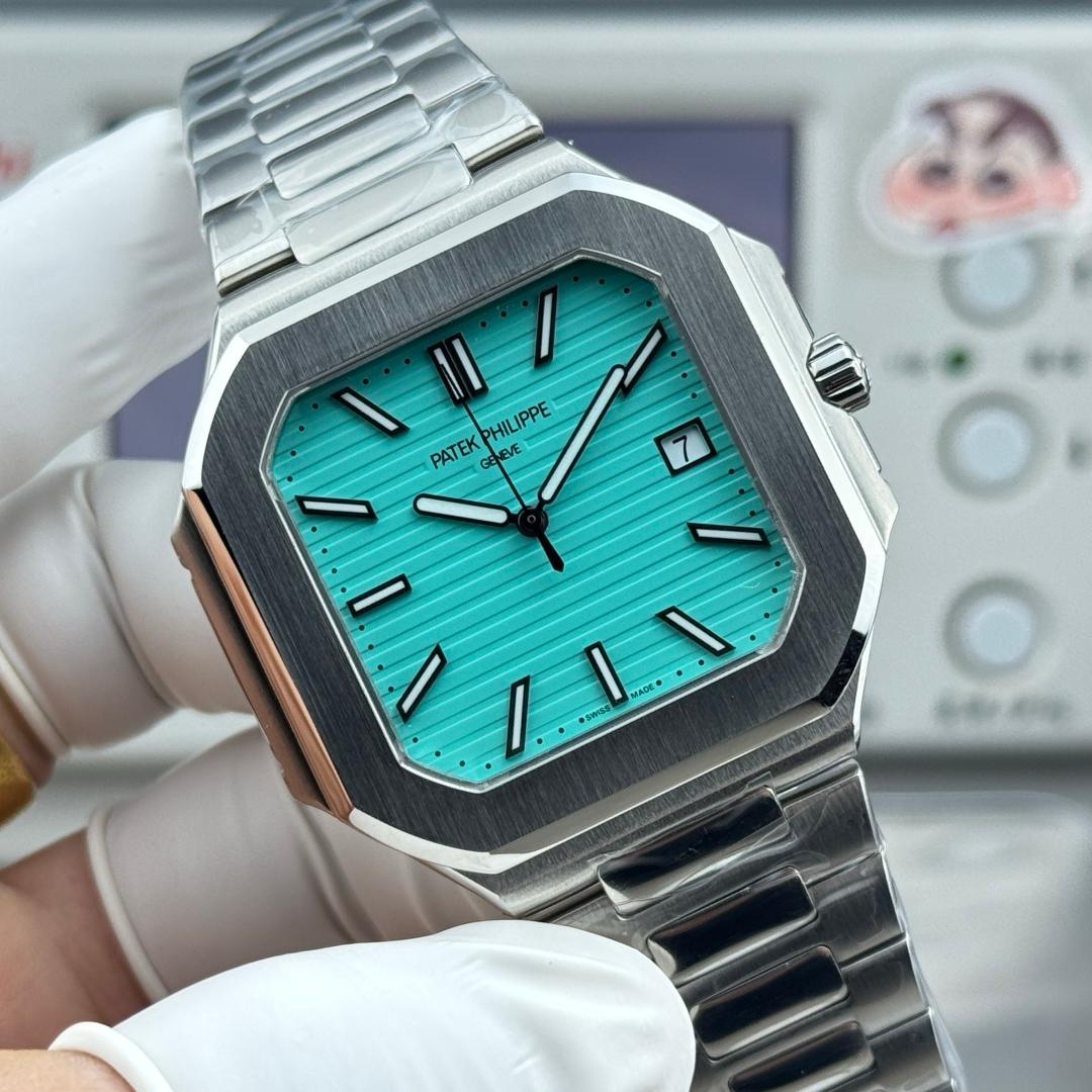 Square Nautilus-inspired 5821 Tiffany Blue Sunburst Full Steel Super Clone