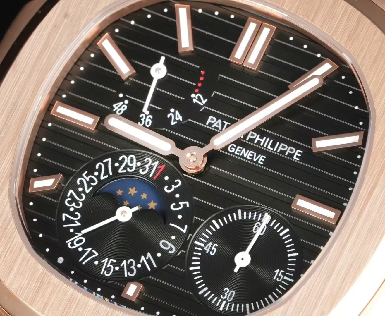 5712 Super Clone Watch in Full Rose Gold with Black Dial