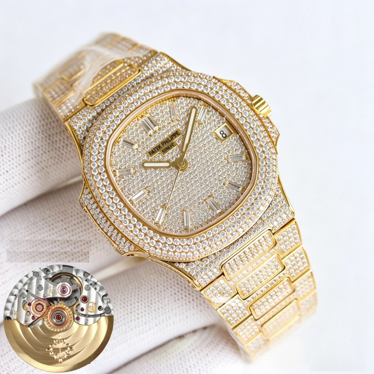 Full 18K Yellow Gold Diamond Watch – Nautilus-Inspired Racing Legacy in Pure Gold