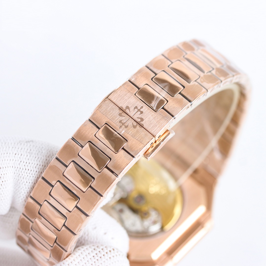 Square Nautilus-inspired 5821 White Sunburst Full Rose Gold Super Clone