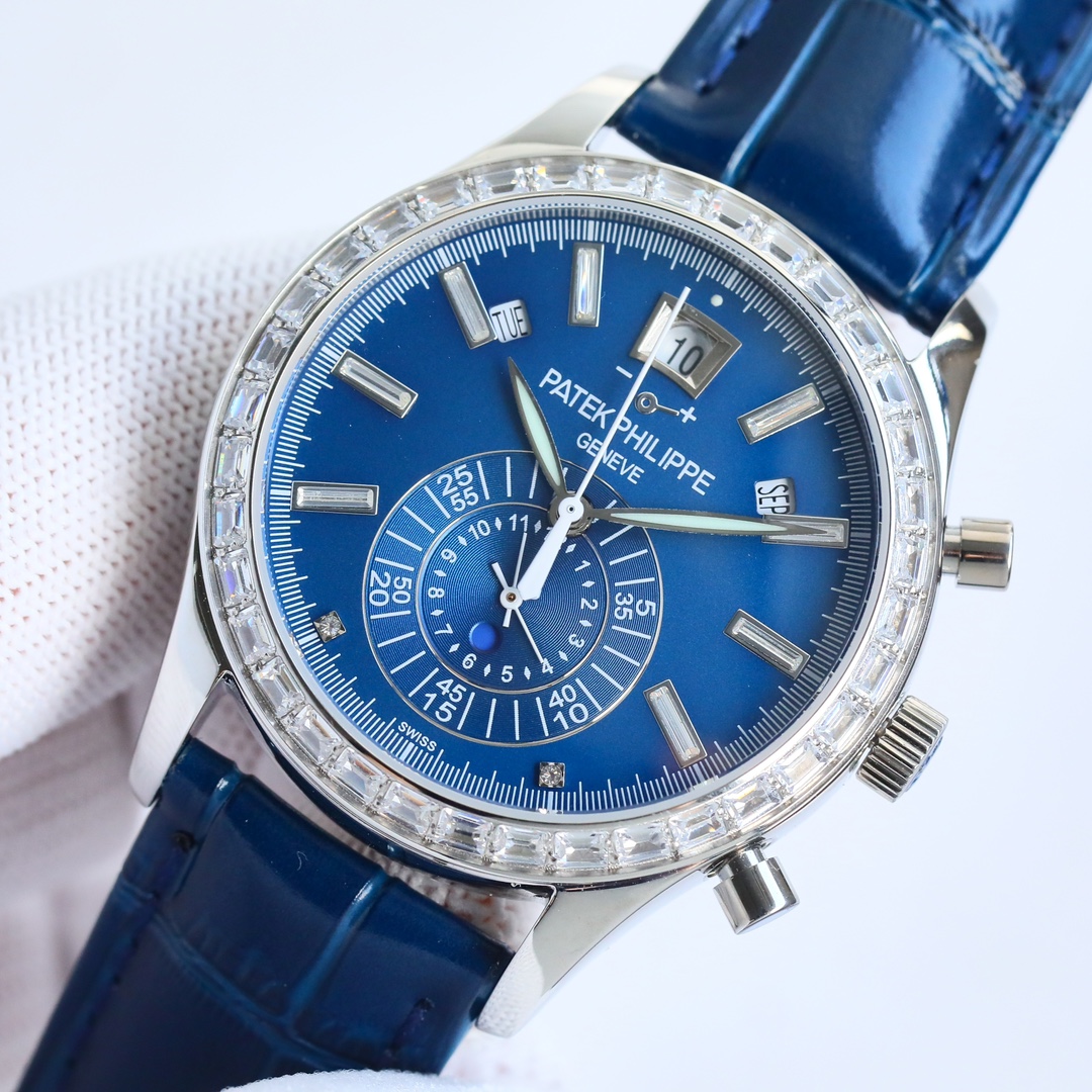 5960 Blue Dial Super Clone | White Gold Diamond Bezel