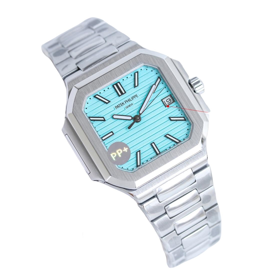Square Nautilus-inspired 7128 Azure Sunburst Steel Super Clone