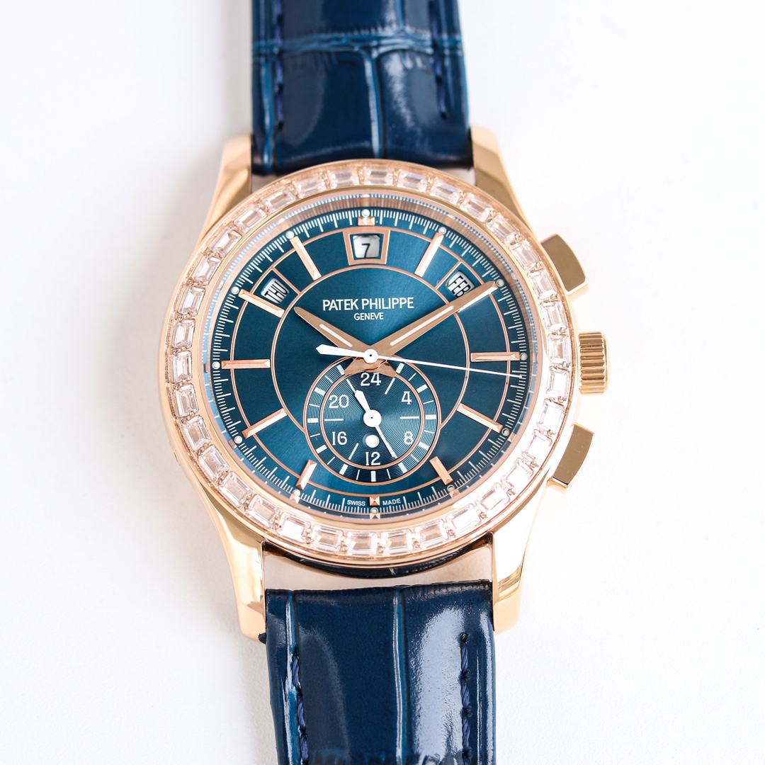 5960/1R-011 Super Clone | Rose Gold Diamond Bezel Blue Dial