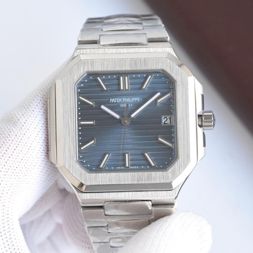 Square Nautilus-inspired 5821 Navy Blue Sunburst Full Steel Super Clone