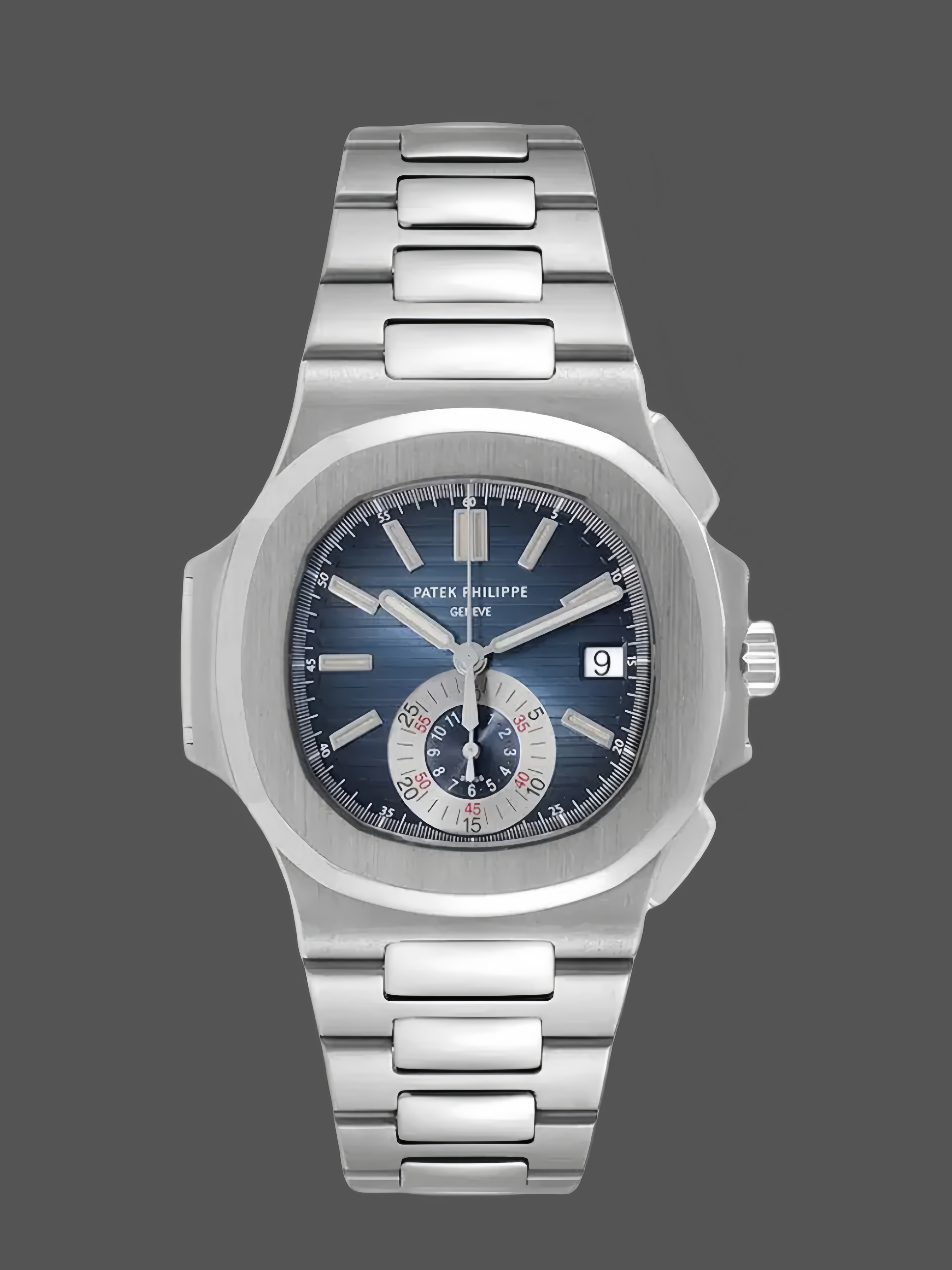 5980 1A 001 Super Clone Silver Blue Dial Mens Sports Watch