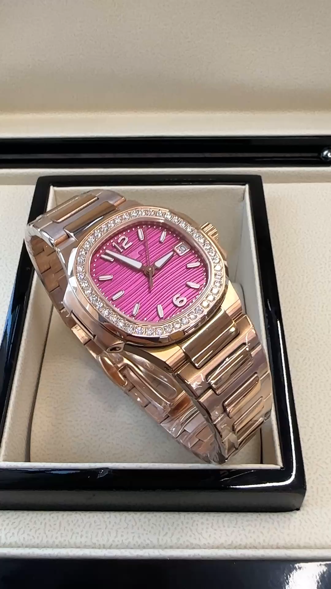 Calatrava 7010 1R 013 Super Clone Rose Gold Purple Dial Ladies Watch