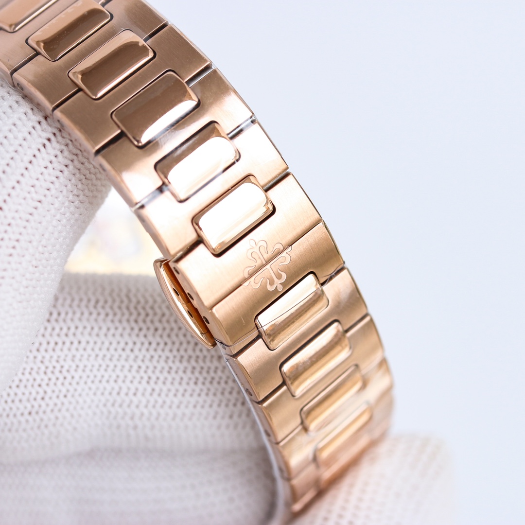 Rose Gold Ladies Watch with Golden Striped Dial | Nautilus-Inspired Warmth Edition
