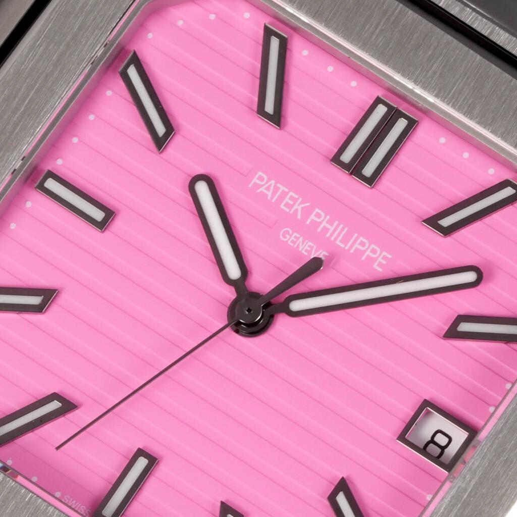 Square Nautilus-inspired 5821 Pink Sunburst Full Steel Super Clone