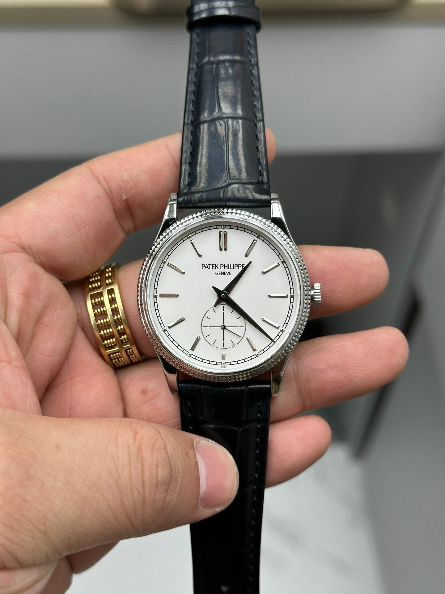 Calatrava 6119G 001 Super Clone White Gold Black Dial Unisex Watch