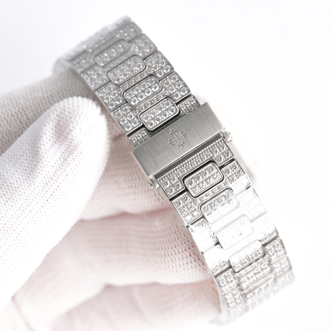 Square Nautilus-inspired 5821 Yellow Sunburst Full Pavé Diamond Super Clone