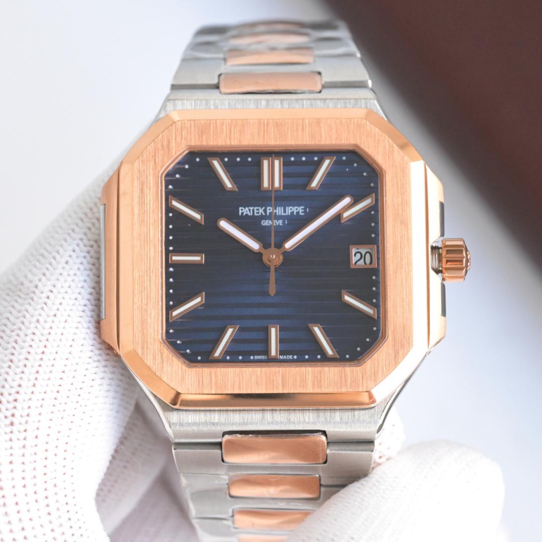 Square Nautilus-inspired 7128 Navy Sunburst Two-Tone Super Clone
