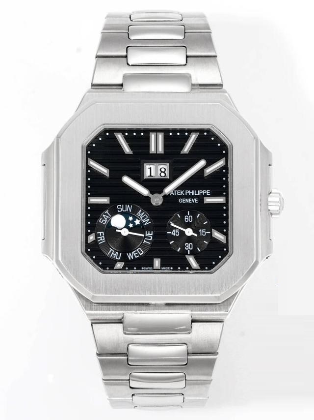 Square Nautilus-inspired 5822 Black Sunburst Annual Calendar Super Clone