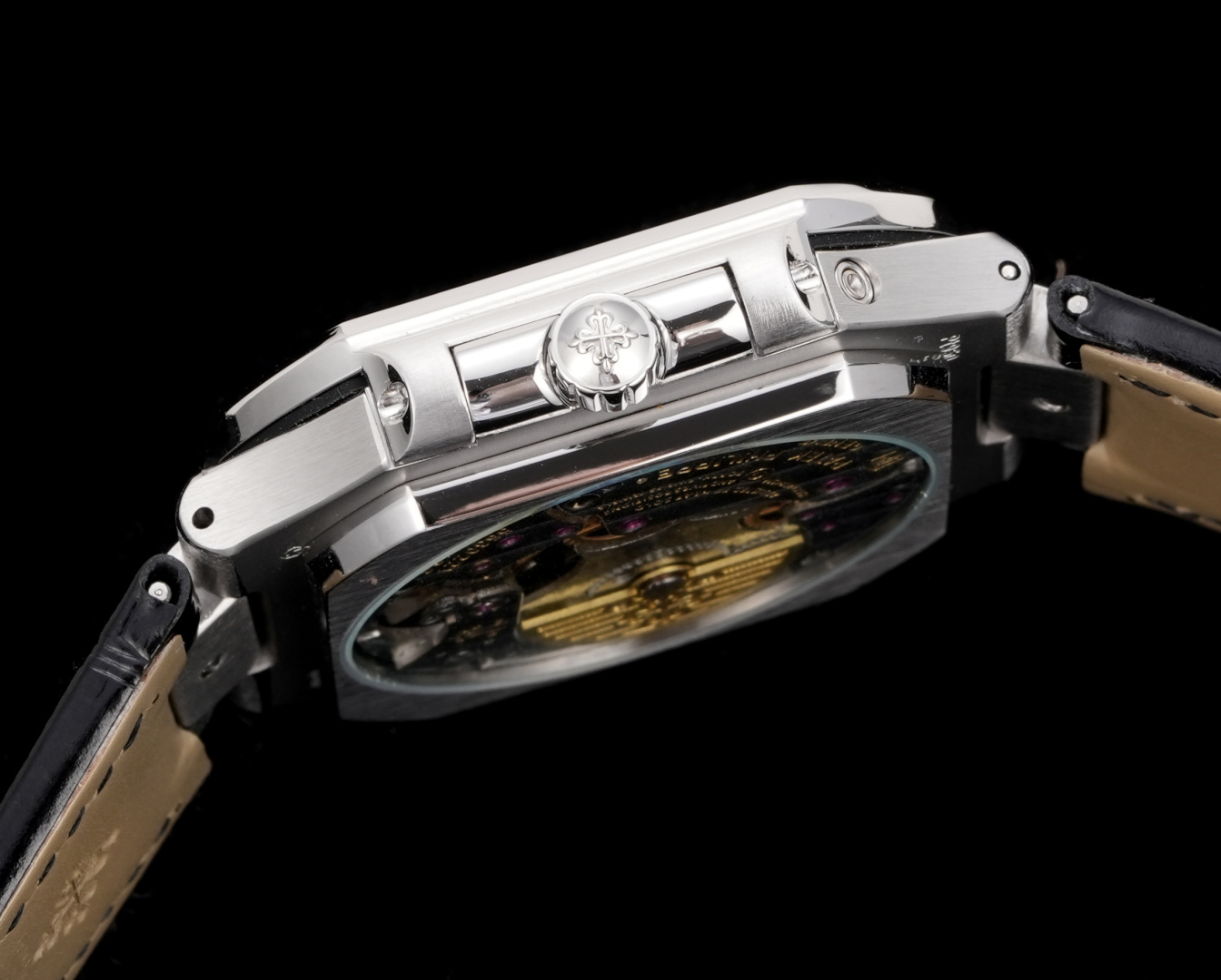 Square Nautilus-inspired 5822 Olive Green Sunburst Annual Calendar Steel Leather Strap Super Clone