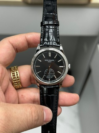 Calatrava 6119G 001 Super Clone White Gold Black Dial Unisex Watch
