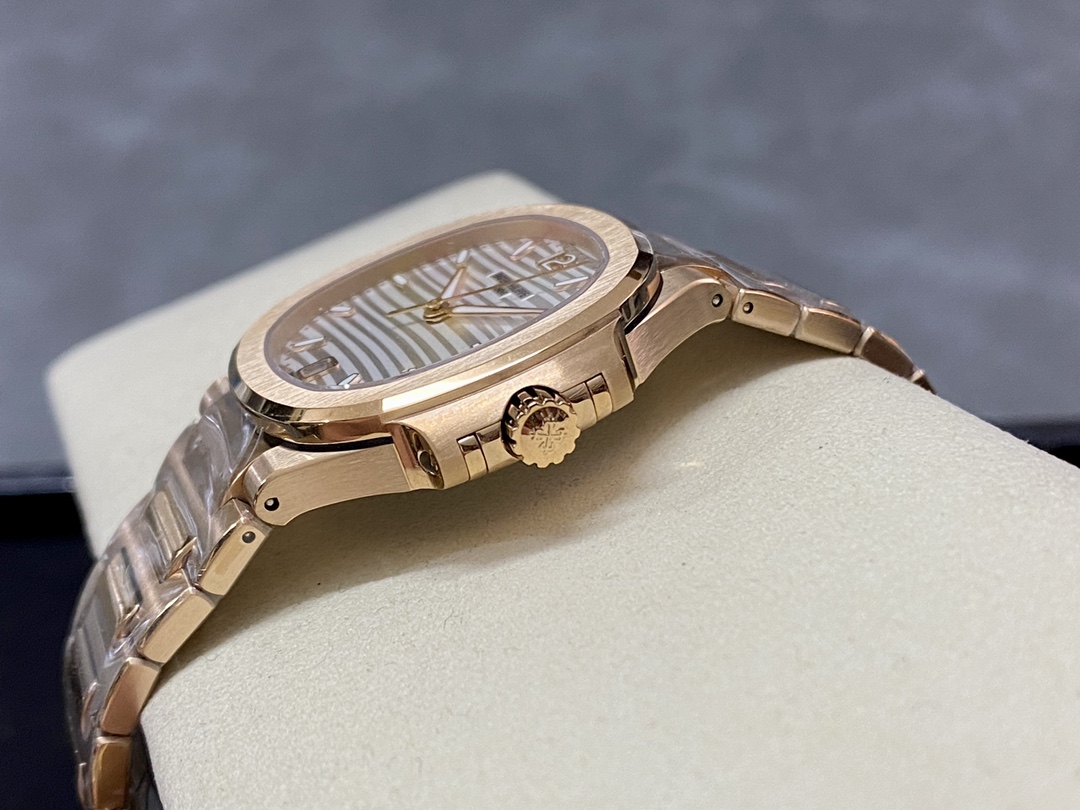Nautilus 7118 1R 001 Super Clone Rose Gold Silver Dial Ladies Watch